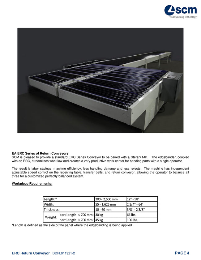 2021 SCM ERC RETURN CONVEYOR - Florida