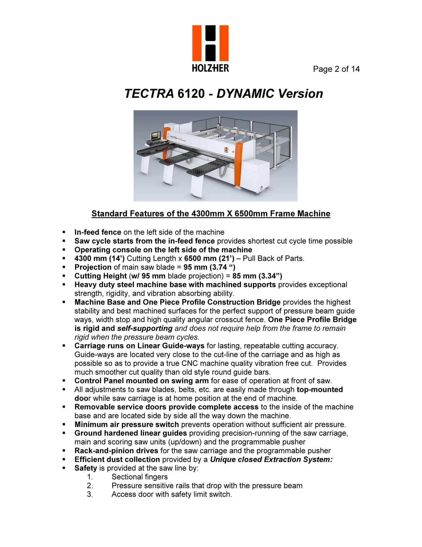 2018 Holzher Tectra 6120 - Dynamic Version- Pressure Beam/Panel Saw - Minnesota